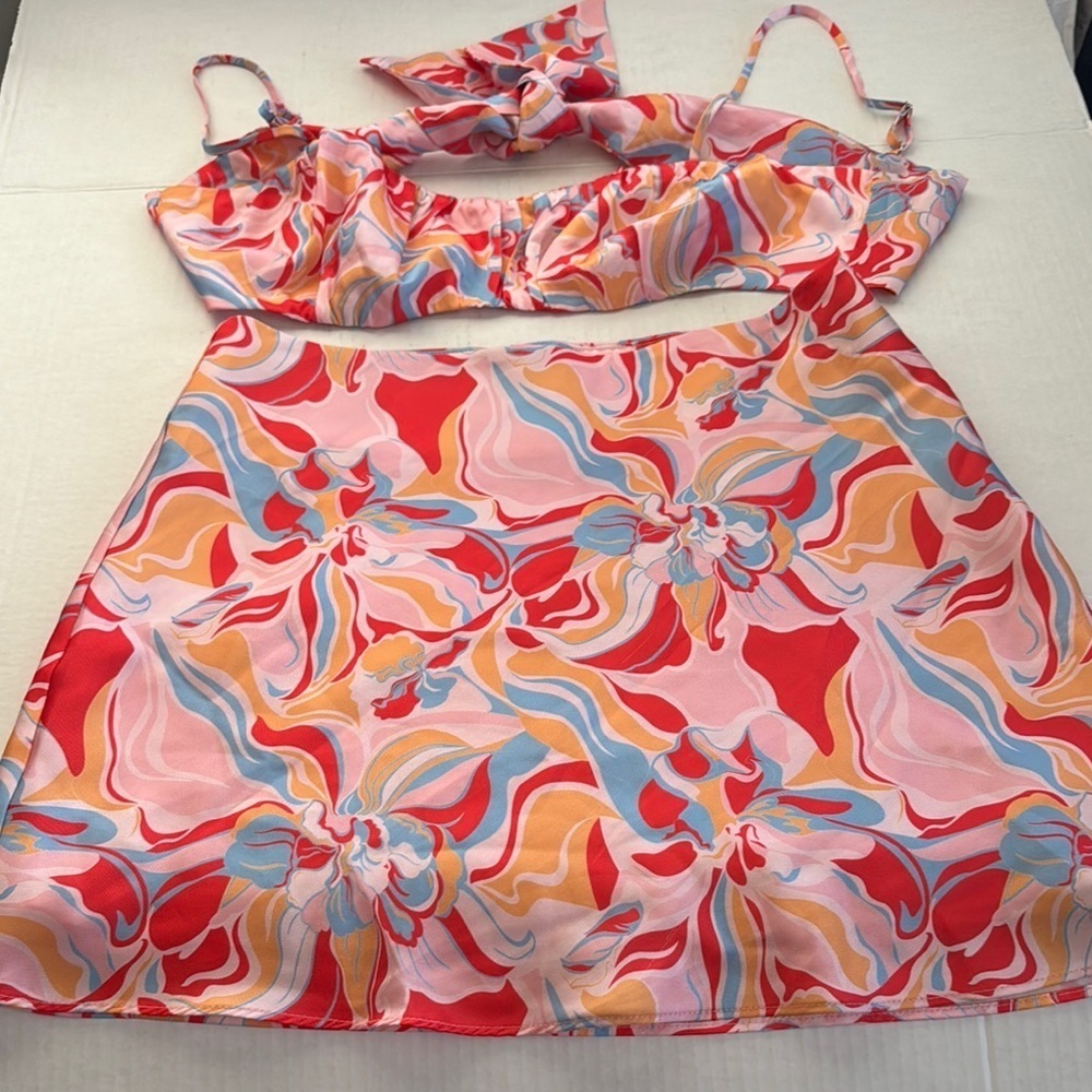Cotton Candy Vibrant Floral Skirt Set
